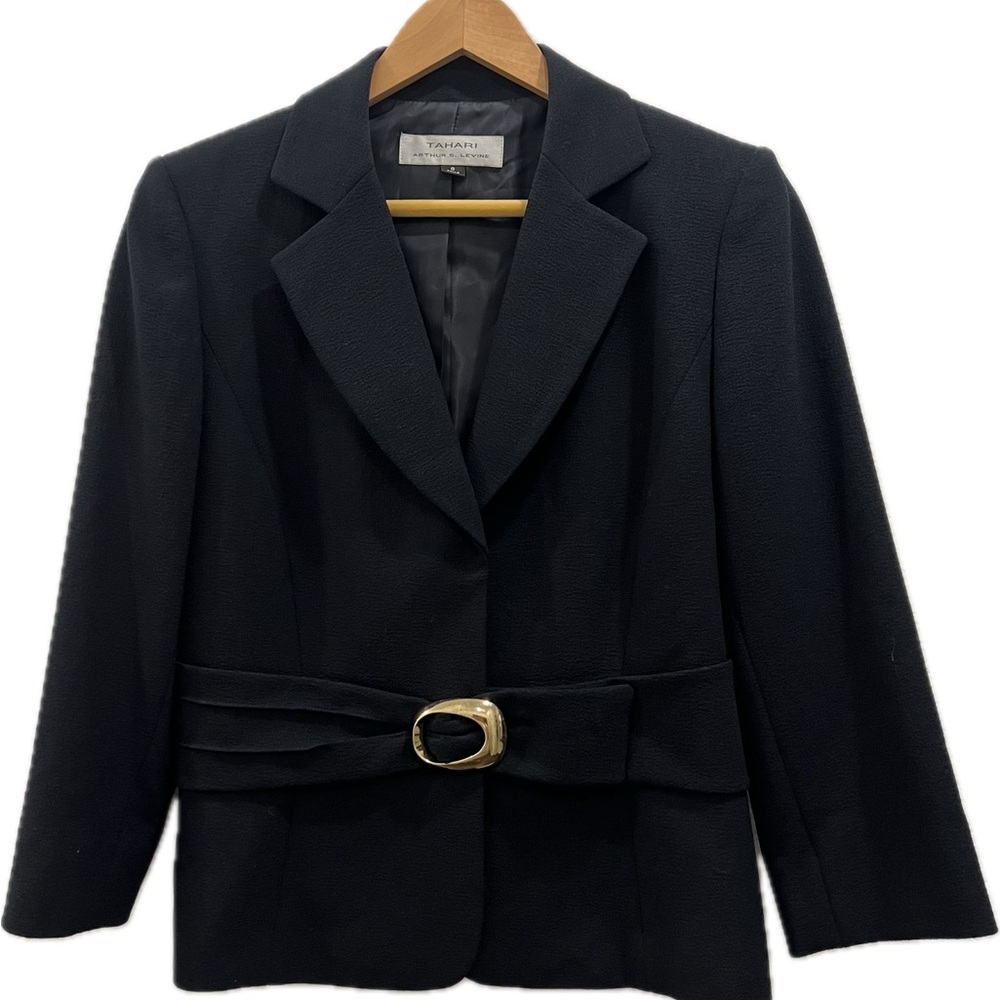Tahiti Arthur S Levine Navy Blazer with gold buckle, size 8‎ Vintage
